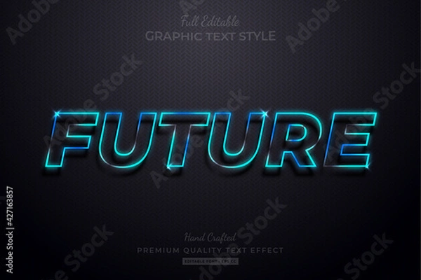 Fototapeta Future Neon Blue Glow Editable Text Effect Font Style
