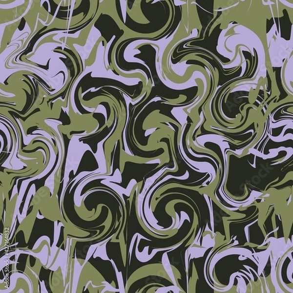 Fototapeta Marble pattern, paint streaks. Abstract seamless pattern. Design for printing on fabric, paper. Ink painting on water. Vector graphics.