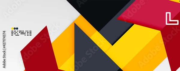 Fototapeta Shiny color triangles and geometric shapes vector abstract background