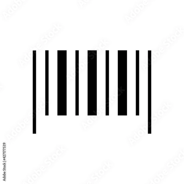 Fototapeta Barcode sample thin line icon in black for smartphone scanning. Isolated on white background. Illustration in trendy flat style for app, graphic design, infographic, web site, ui, ux. Vector EPS 10