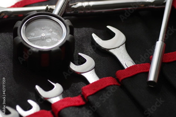 Obraz タイヤのエアゲージ（空気圧点検）