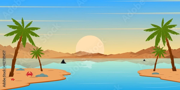 Fototapeta 
Download this beach background with premium offer, flat landscape of a summer season 

