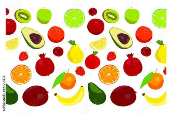 Obraz pattern fruit set assorted banana lemon citrus apple tangerine orange