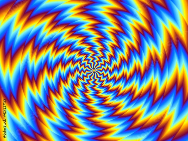 Fototapeta Pulsing fiery spirals. Optical illusion of movement.