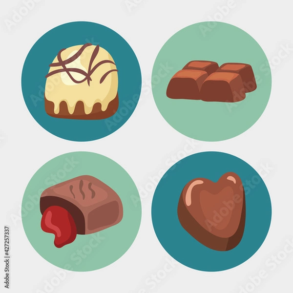 Fototapeta four chocolates candies
