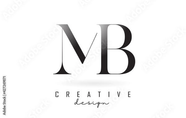 Fototapeta MB m b letter design logo logotype concept with serif font and elegant style vector illustration.