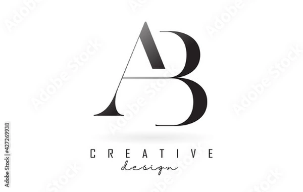 Fototapeta AB a b letter design logo logotype concept with serif font and elegant style vector illustration.