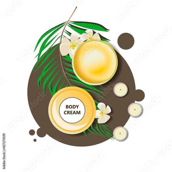 Fototapeta concept of spa procedure. Body cream bottle