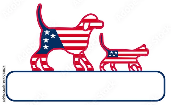 Fototapeta Happy July 4th dog and cat header footer banner