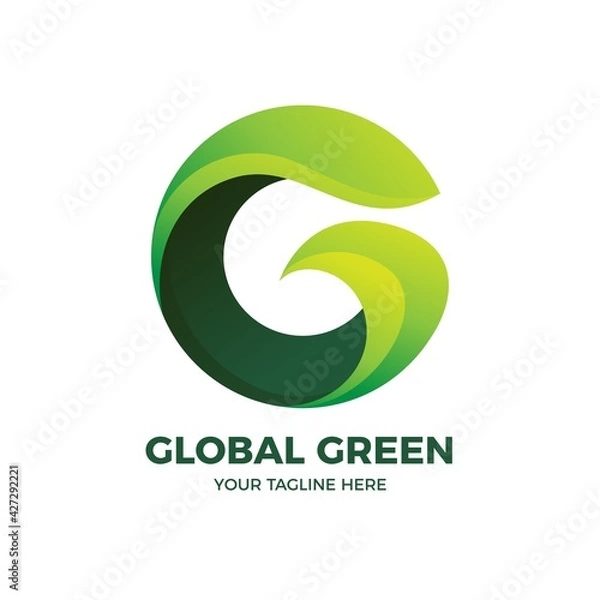 Fototapeta 3D Green Letter G Nature Gradient Logo Template