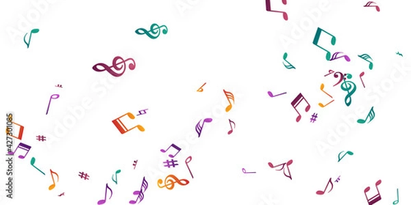 Fototapeta Music notes flying vector illustration. Melody