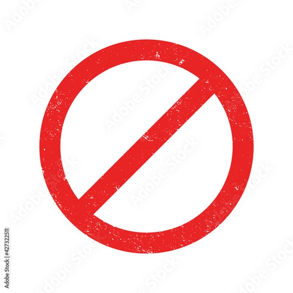 Fototapeta Cartoon or doodle style 'is not allowed' sign. Prohibited design symbol. Vector isolated illustration.