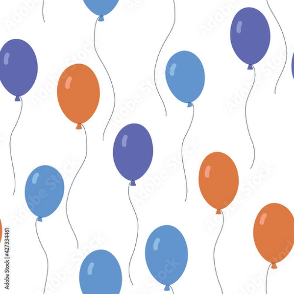 Fototapeta Seamless pattern with balloons on a white background.