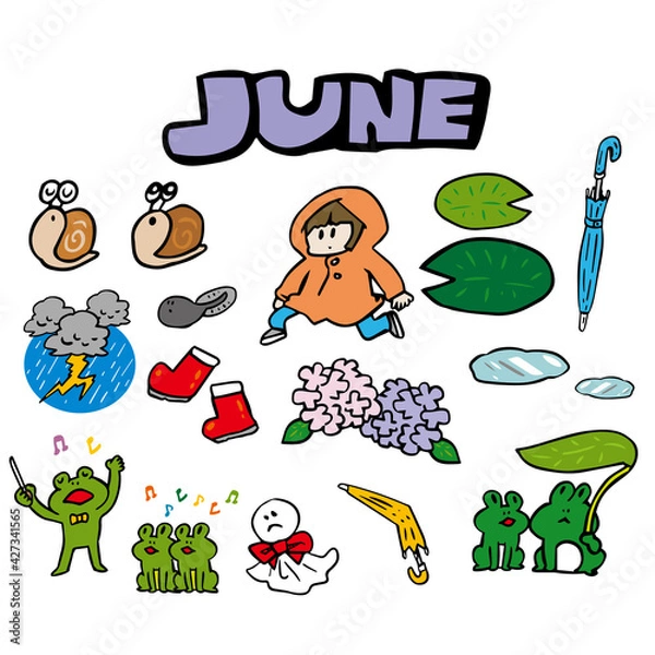 Fototapeta 6月のイラストセット