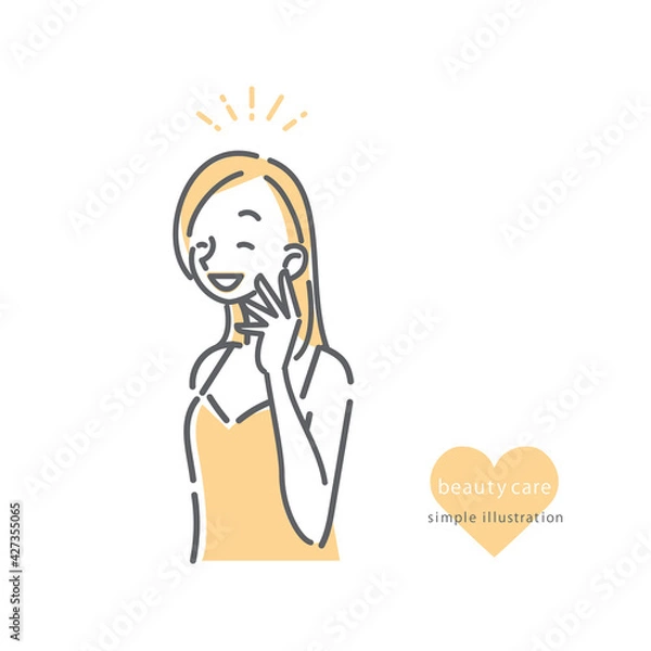 Fototapeta キャミソール姿の女性のシンプルでナチュラルな線画イラスト