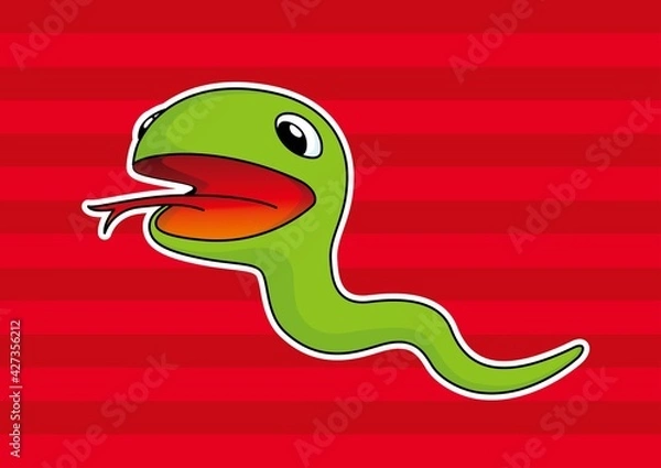 Obraz 怖くない！ ほのぼのヘビのイラスト