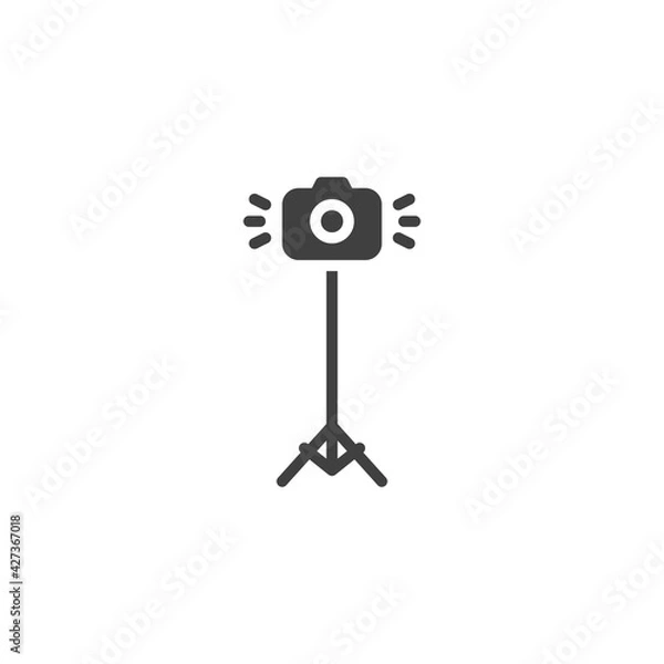 Fototapeta Camera on tripod vector icon