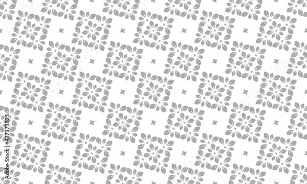 Fototapeta Flower geometric pattern. Seamless vector background. White and gray ornament.