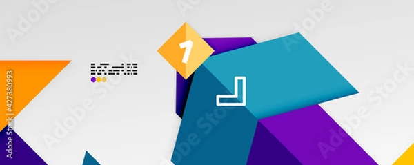 Fototapeta Shiny color triangles and geometric shapes vector abstract background