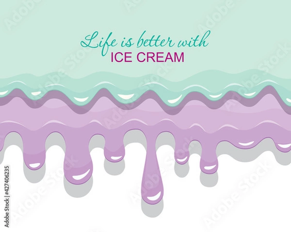 Fototapeta Melted flowing cream layers background. Girly. Cute summer inspirational design. Vector