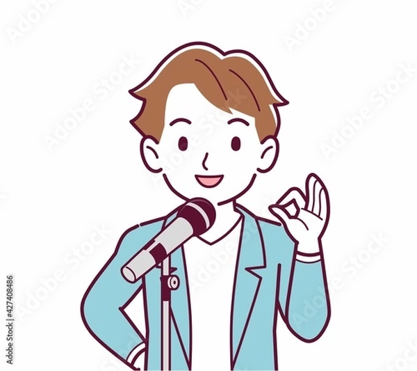 Fototapeta マイクで歌う人