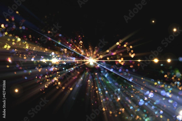 Fototapeta 光のパーティクルと放射光のアブストラクト背景