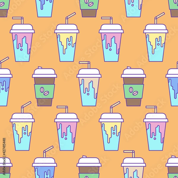 Obraz coffee takeaway drink seamless pattern