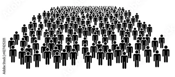 Obraz Large group of people. Concept of People Figure Pictogram Icons. Crowd signs. People standing in disorganized groups.