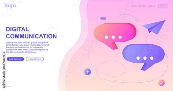 Fototapeta 
Digital communication. Instant messenger vector illustration concept,  mobile smartphone and laptop for chatting in social media. Can use for landing page, template, web,  banner, homepage. 