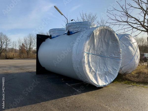 Obraz Construction Underground Blue Plastic Pipes