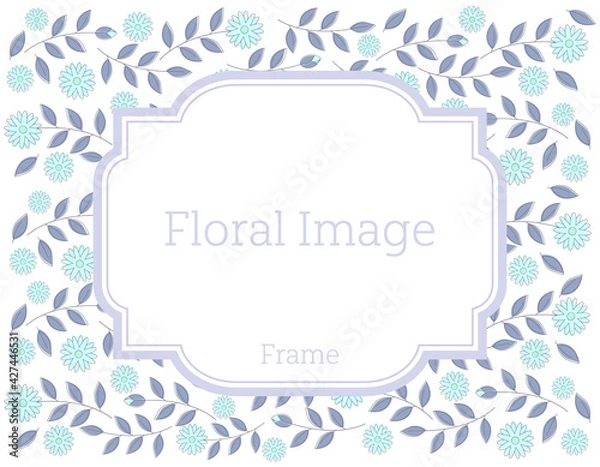 Fototapeta カラフルな草花のメッセージカード　背景　フレーム　