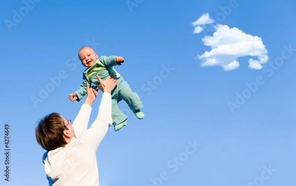 Obraz Father throw up his son