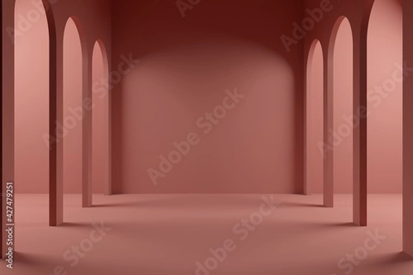 Fototapeta Geometric abstract background with arches. Backdrop design for product promotion. 3d rendering