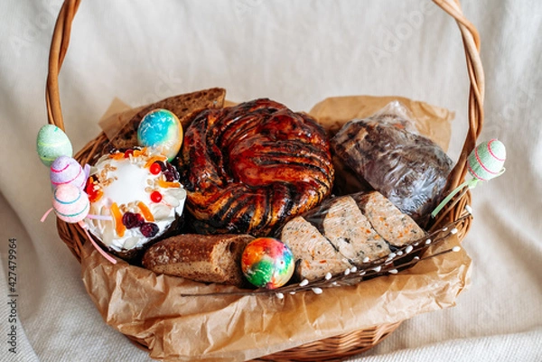 Obraz Easter basket on a light background