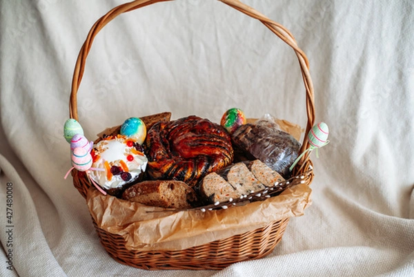 Obraz Easter basket on a light background