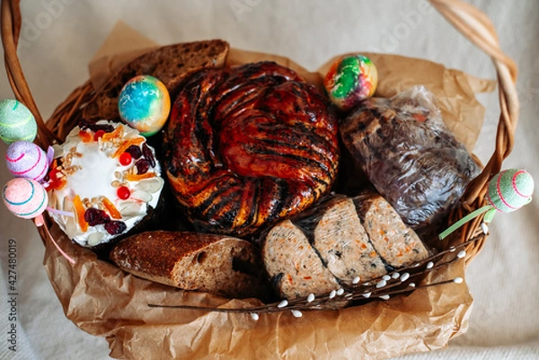 Obraz Easter basket on a light background
