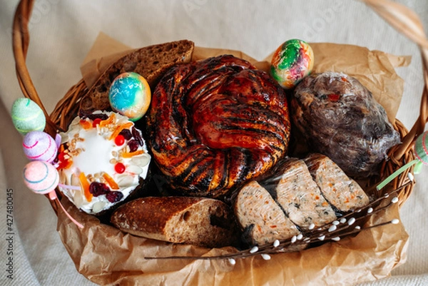 Obraz Easter basket on a light background