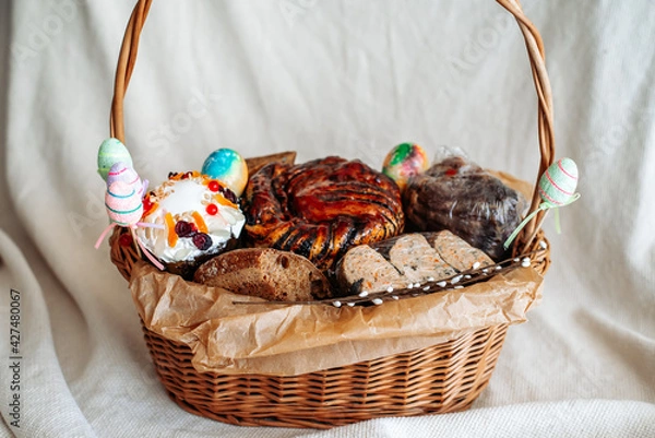 Obraz Easter basket on a light background