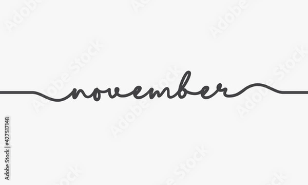 Obraz november handwritten word vector design on white background.
