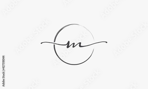 Obraz M handwritten logo with circle paint brush design vector.