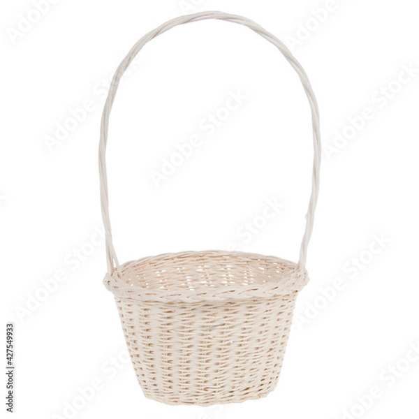 Fototapeta Empty wicker basket on white background.