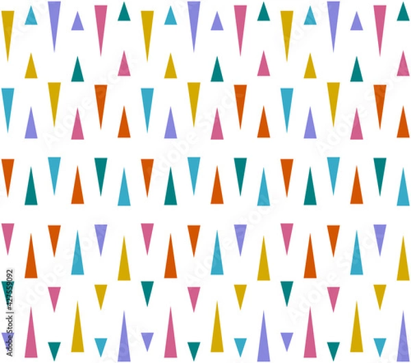 Fototapeta Triángulos en colores pastel con puntas alargadas espaciados sobre fondo blanco