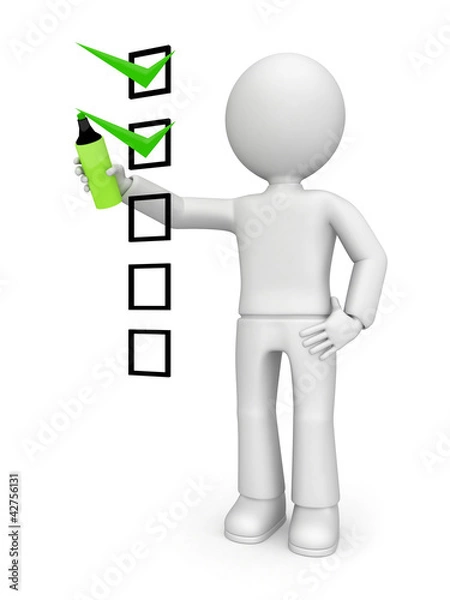 Obraz White figure ticking boxes