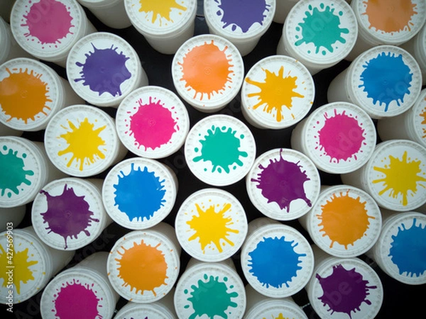 Obraz Multicolored cans, color explosion, color splashes