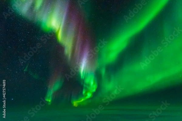 Obraz Colourful aurora display taken from an aeroplane