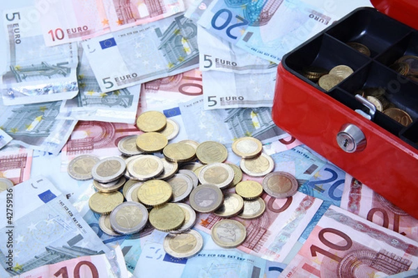Obraz Euroscheine und Münzen