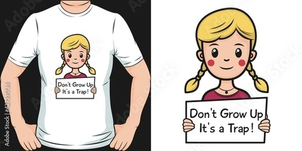 Fototapeta Don't Grow Up It's a Trap. Unique and Trendy T-Shirt Design.