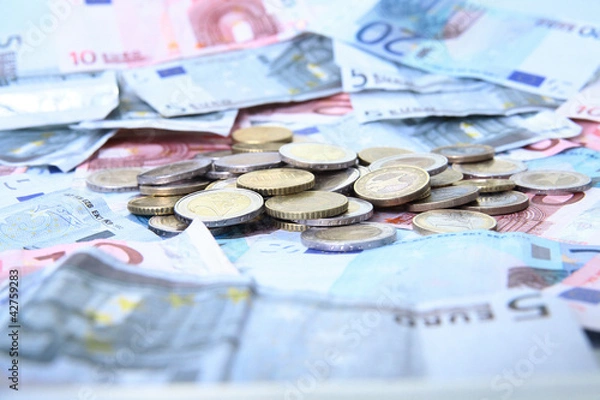 Obraz Euroscheine und Münzen