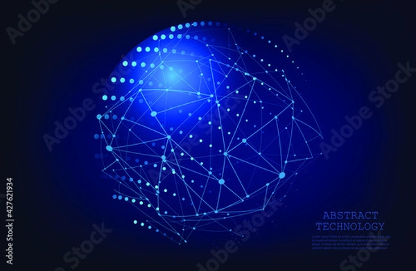 Fototapeta abstract sphere. sphere of the earth. connecting lines and points. data visualization. security protection. global news. vector illustration.