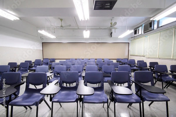 Fototapeta empty classroom with chair and board